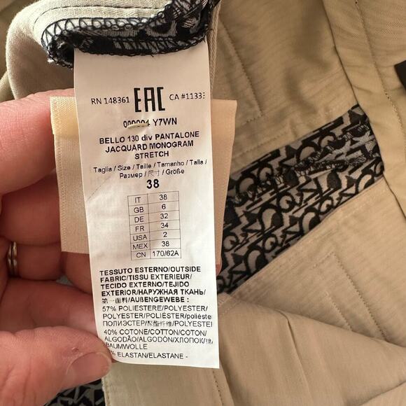 Pinko Bello 130 Div Pantalone Jacquard Monogram Logo Stretch Trouser Size 2 - Picture 9 of 10